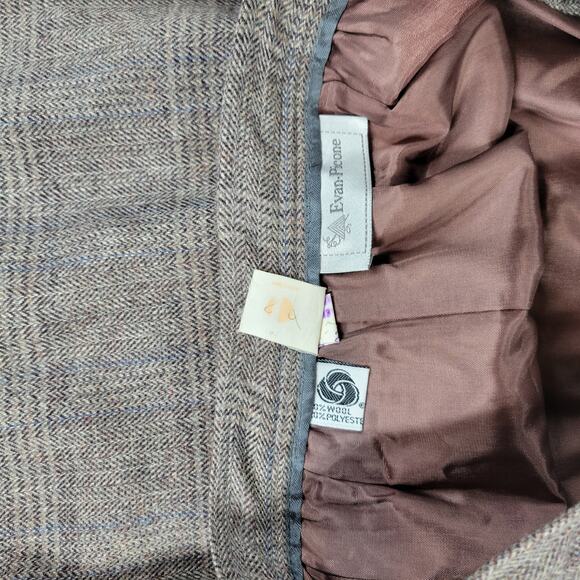 Vintage Evan Picone Wool Blend Plaid Midi Skirt Size 12 Brown USA Made Lined 28” - Picture 10 of 15